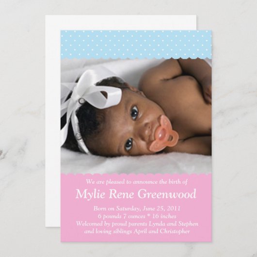 Bébé mignon Faire-part (Devant / Derrière)