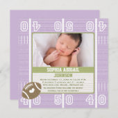 Bébé mignon Faire-part violette fille (Devant / Derrière)