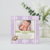 Bébé mignon Faire-part violette fille (Debout devant)