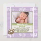 Bébé mignon Faire-part violette fille (Devant)