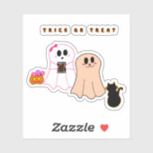 Bébé mignon Fantômes Avec Sticker en vinyle de cha (Feuille)