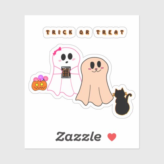 Bébé mignon Fantômes Avec Sticker en vinyle de cha (Feuille)