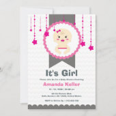 Bébé mignon fille douche Invitation (Devant)