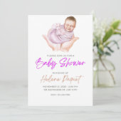 Bébé mignon fille douche Invitation (Debout devant)