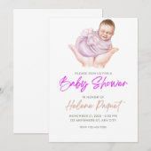 Bébé mignon fille douche Invitation (Devant / Derrière)