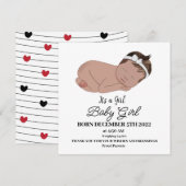Bébé mignon fille Faire-part de naissance (Devant / Derrière)