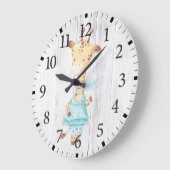 Bébé mignon fille Giraffe Horloge murale (Angle)