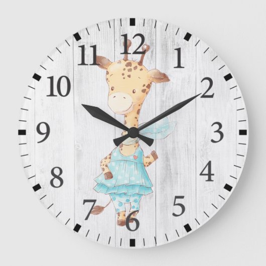 Bébé mignon fille Giraffe Horloge murale (Recto)