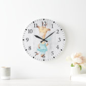 Bébé mignon fille Giraffe Horloge murale (Maison)