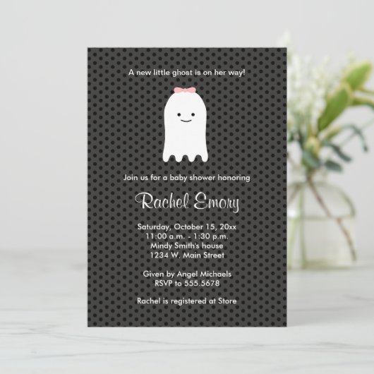 Bébé mignon Fille Halloween Shower Invitations (Debout devant)