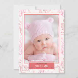 Bébé mignon fille Octopus Faire-part de naissance 