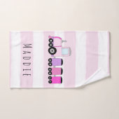 Bébé mignon fille rose Locomotive Train & Nom (Serviette à main)