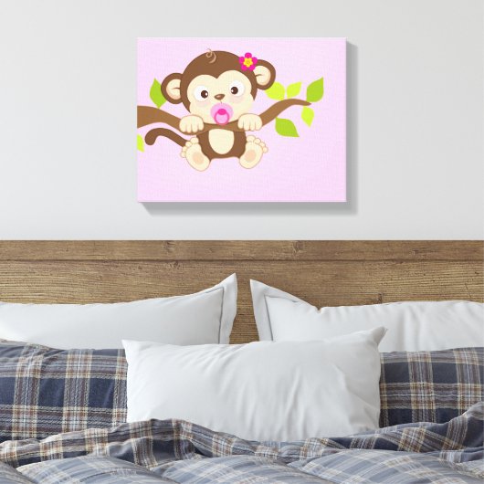 Bébé mignon Fille Singe Imprimantes en toile (Insitu(Chambre))