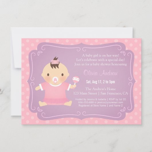 Bébé mignon fille Tutu Bébé Douche Invitations (Devant)