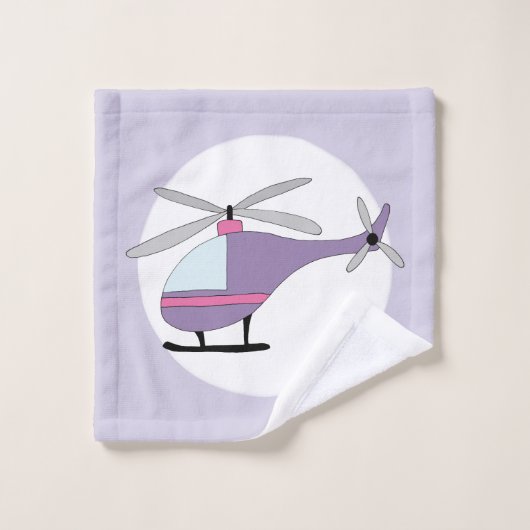 Bébé mignon fille violet hélicoptère et nom (Gant de toilette)