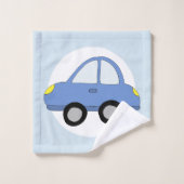 Bébé mignon Garçon bleu voiture véhicule et nom (Gant de toilette)