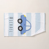 Bébé mignon Garçon bleu voiture véhicule et nom (Serviette à main)