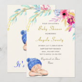 Bébé mignon garçon douche Invitation Exemple (Devant / Derrière)