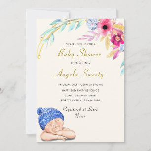 Bébé mignon garçon douche Invitation Exemple