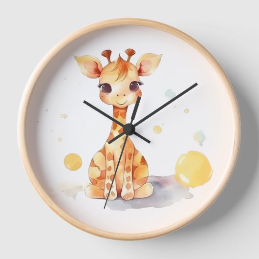 Bébé mignon Giraffe Horloge murale (Recto)