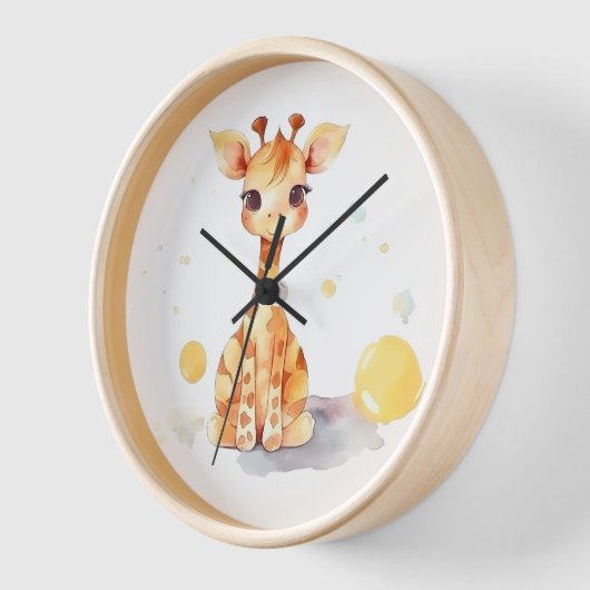Bébé mignon Giraffe Horloge murale (Angle)