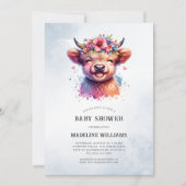 Bébé mignon Highland Cow Baby shower Invitation (Devant)