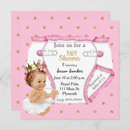 Bébé mignon Invitation Baby shower fille (Devant / Derrière)