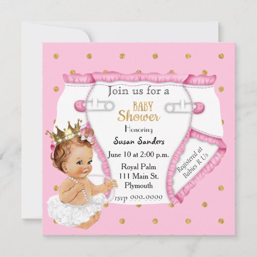 Bébé mignon Invitation Baby shower fille (Devant)