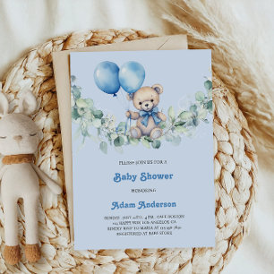 Bébé mignon Invitation douche garçon - Ballons Ble