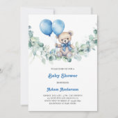 Bébé mignon Invitation douche garçon - Ballons Ble (Devant)
