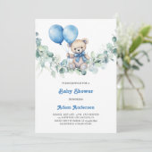 Bébé mignon Invitation douche garçon - Ballons Ble (Debout devant)