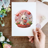 Bébé mignon lapin valentine coeur amour Carte post
