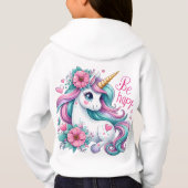 Bébé mignon licorne avec fleurs pour femmes et fil (Dos)