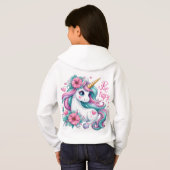 Bébé mignon licorne avec fleurs pour femmes et fil (Dos entier)