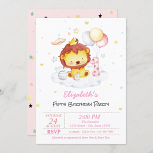 Bébé mignon Lion étoiles Anniversaire Invitation