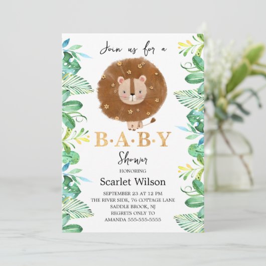 Bébé mignon Lion King Baby shower Invitation (Debout devant)