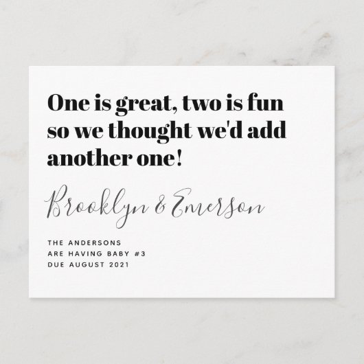 Bébé mignon Numéro 3 Faire-part de grossesse (Devant)