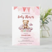 Bébé mignon Ours Aquarelle Baby shower Invitation (Debout devant)