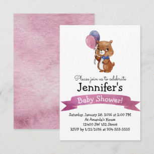 Bébé mignon ours Baby shower Fête Invitation
