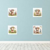 Bébé mignon ours Floral Nursery Print Set (Parquet)