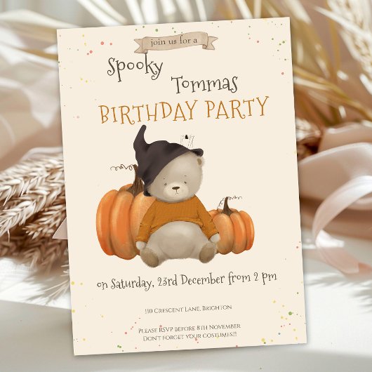 Bébé mignon Ours Halloween Anniversaire Invitation