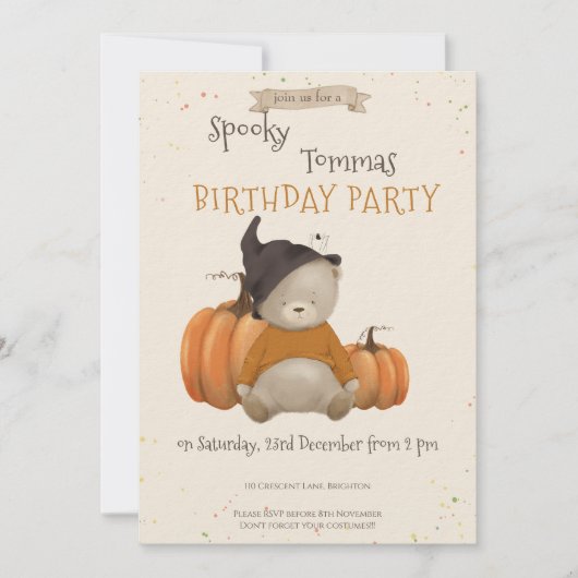 Bébé mignon Ours Halloween Anniversaire Invitation (Devant)