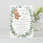 Bébé mignon Ours vert Boy Baby shower Invitation (Debout devant)