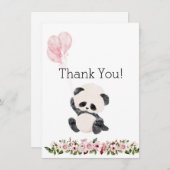 Bébé mignon Panda Carte de remerciements plat (Devant / Derrière)