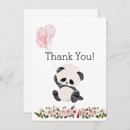 Bébé mignon Panda Carte de remerciements plat (Devant / Derrière)