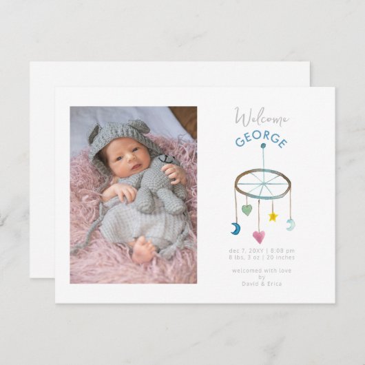 Bébé mignon photo mobile Faire-part bébé (Devant / Derrière)