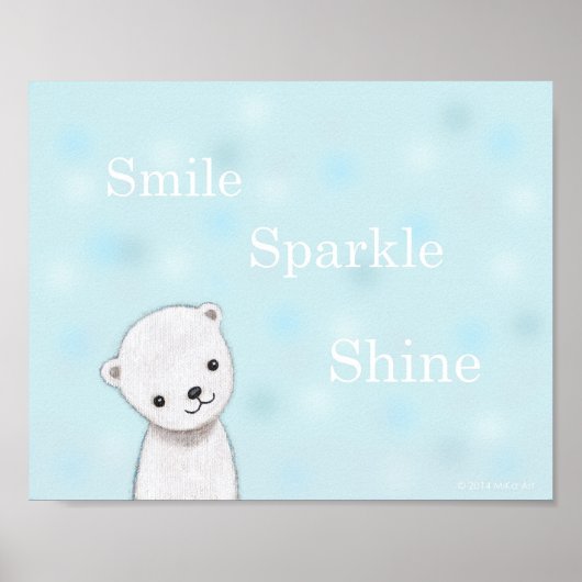 Bébé mignon Polar Ours Nursery Art Poster Pastel (Devant)