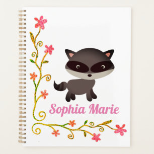 Bébé mignon Raccoon avec fleurs