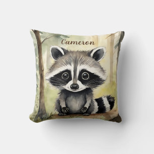 Bébé mignon Raccoon personnalisé oreiller à lancer
