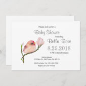Bébé mignon Redpoll Bird Baby Shower Invitations (Devant / Derrière)